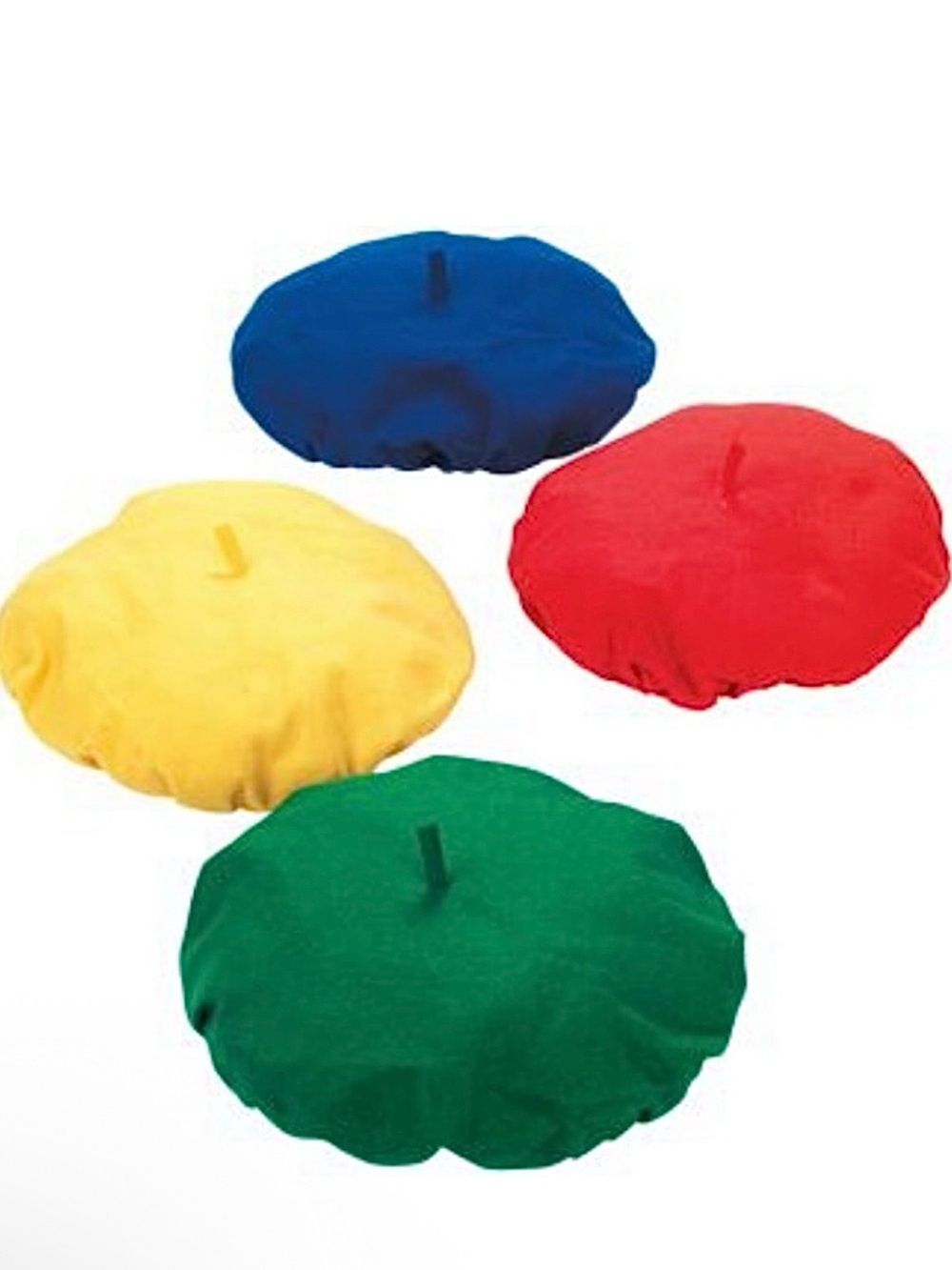 4 Felt Parisian Berets Costume Set in Blue Red Yellow Green NWT